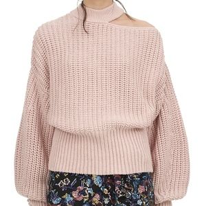 one shoulder pink knit jumper